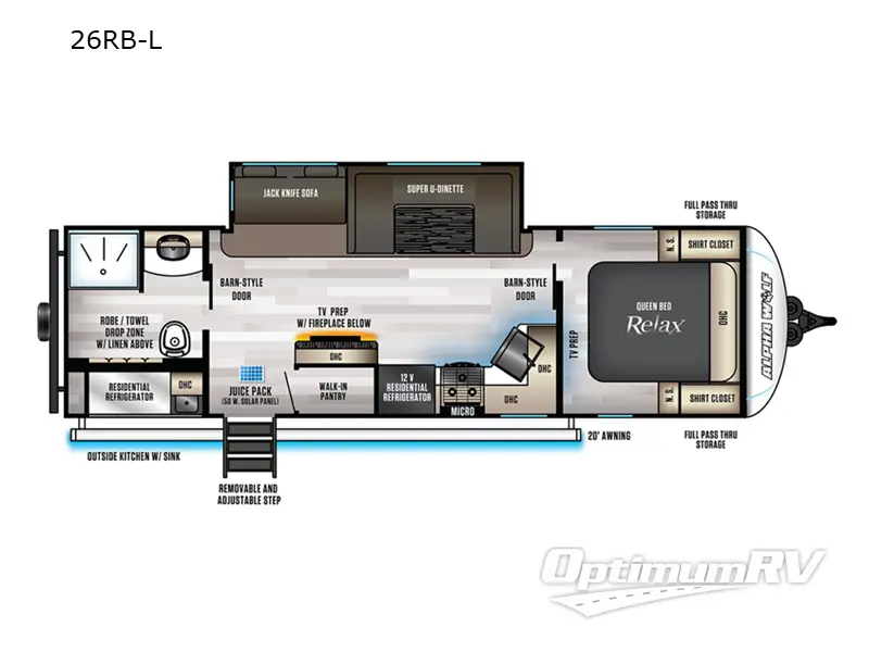 2022 Forest River Cherokee Alpha Wolf 26RB-L Floorplan Photo