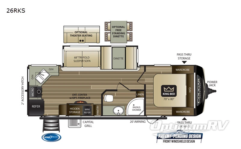 2020 Keystone Cougar Half-Ton 26RKS RV Floorplan Photo