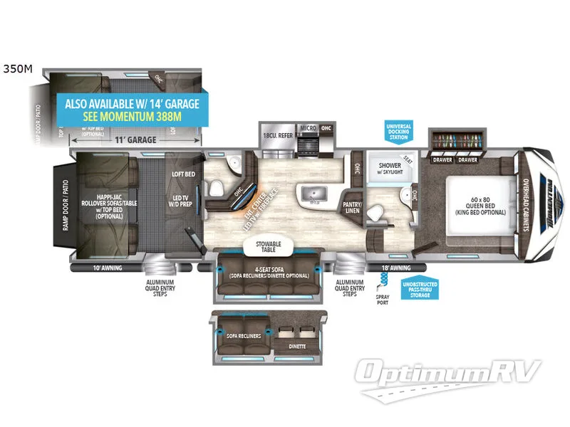 2018 Grand Design Momentum M-Class 350M Floorplan Photo