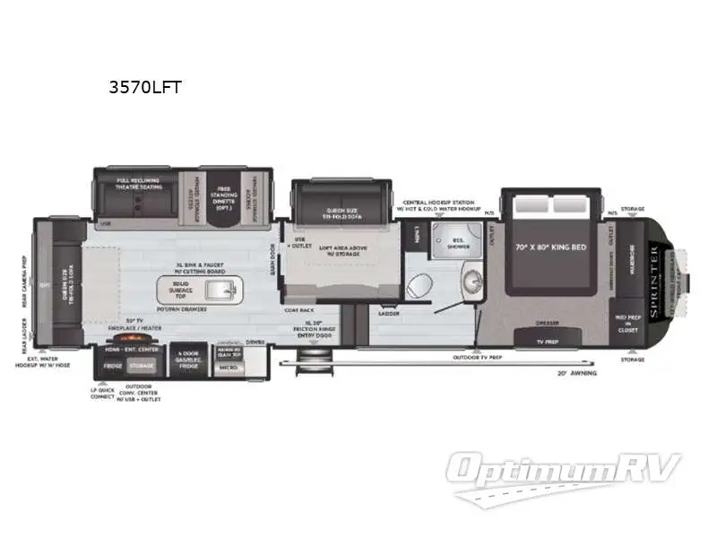 2021 Keystone Sprinter Limited 3570LFT Floorplan Photo