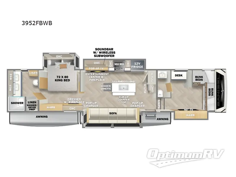 2025 Prime Time Sanibel 3952FBWB Floorplan Photo