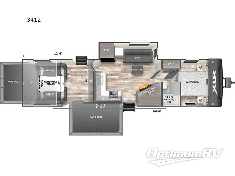 2023 Forest River XLR Hyper Lite 3412 RV Floorplan Photo