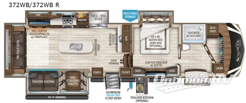 2020 Grand Design Solitude 372WB RV Floorplan Photo