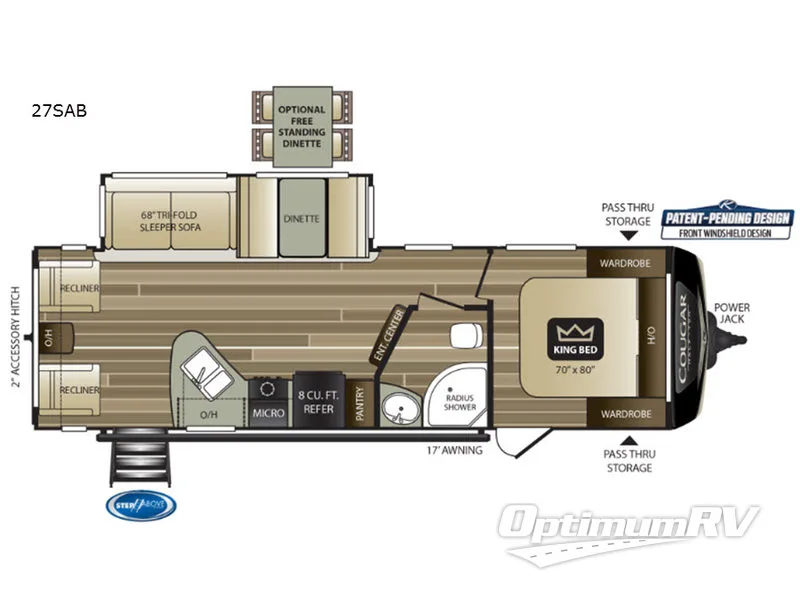2019 Keystone Cougar Half-Ton Series 27SAB Floorplan Photo