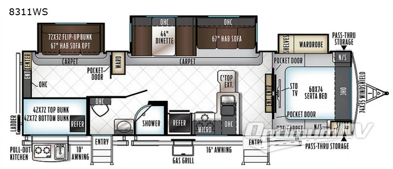 2018 Forest River Rockwood Signature Ultra Lite 8311WS Floorplan Photo
