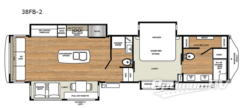 2019 RiverStone Legacy 38FB-2 RV Floorplan Photo