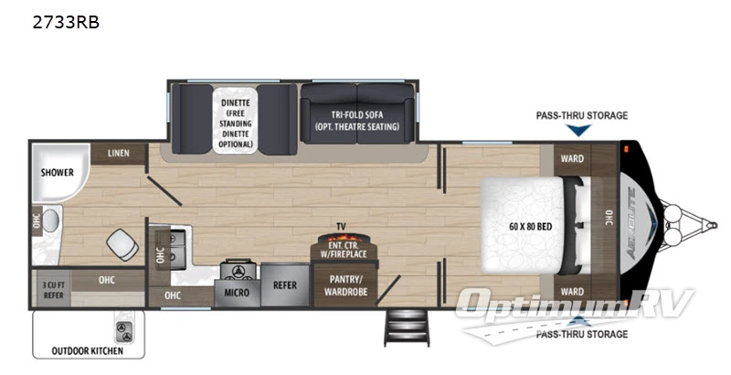 2019 Dutchmen Aerolite 2733RB RV Floorplan Photo