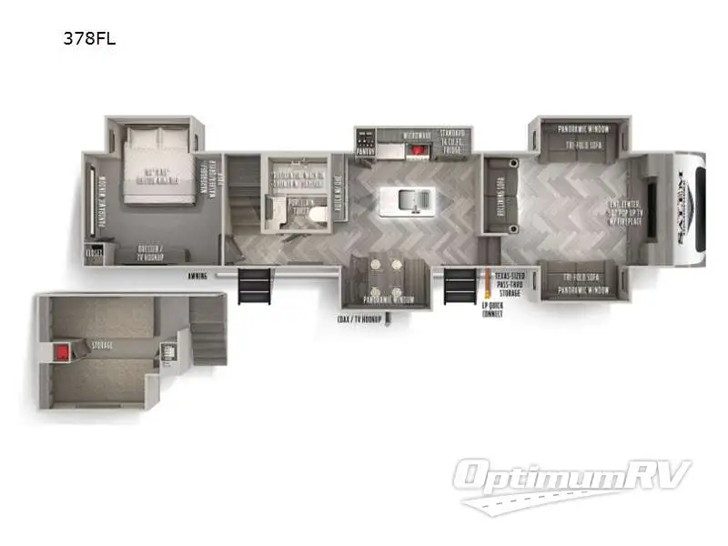 2021 Forest River Salem Hemisphere 378FL RV Floorplan Photo