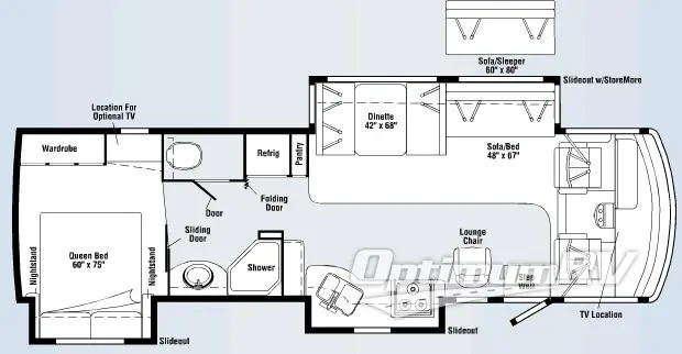 2008 Itasca Sunova 34M RV Floorplan Photo