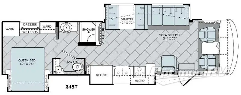 2016 Holiday Rambler Vacationer 34ST RV Floorplan Photo