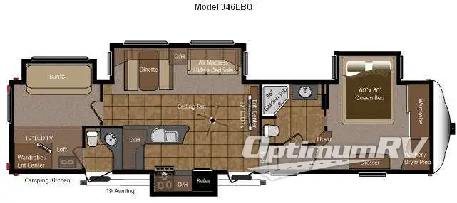 2011 Keystone Mountaineer 346LBQ Floorplan Photo