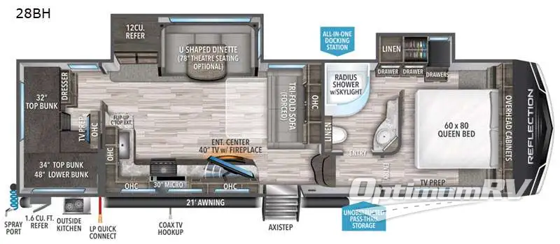 2021 Grand Design Reflection 28BH Floorplan Photo