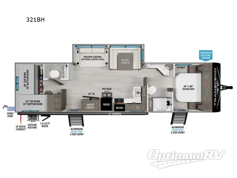 2024 Grand Design Transcend Xplor 321BH Floorplan Photo