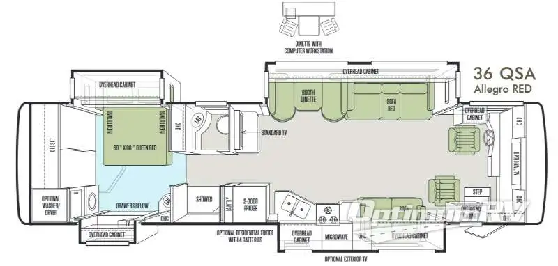 2014 Tiffin Allegro RED 36 QSA Floorplan Photo