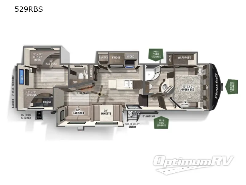 2022 Forest River Flagstaff Super Lite 529RBS Floorplan Photo