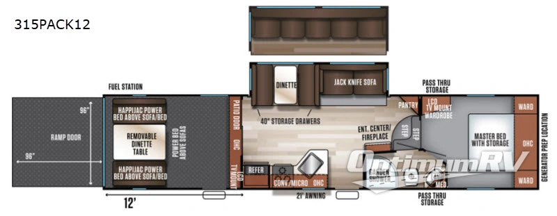 2019 Forest River Cherokee Wolf Pack 315PACK12 Floorplan Photo