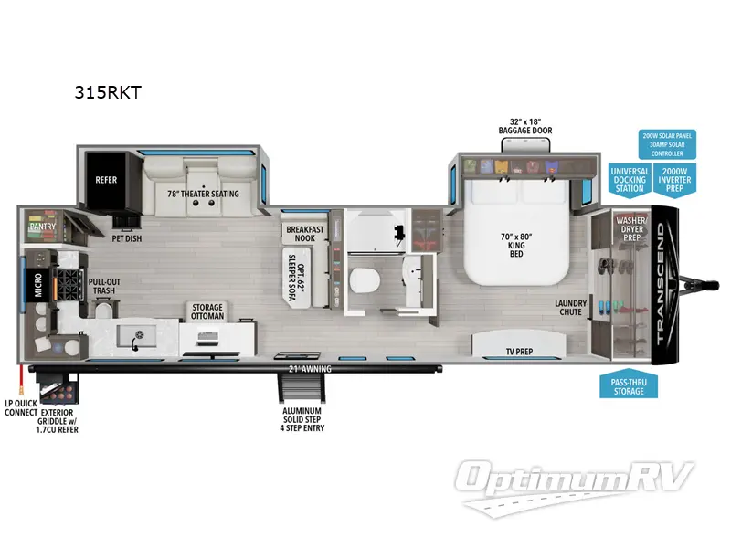2026 Grand Design Transcend 315RKT Floorplan Photo