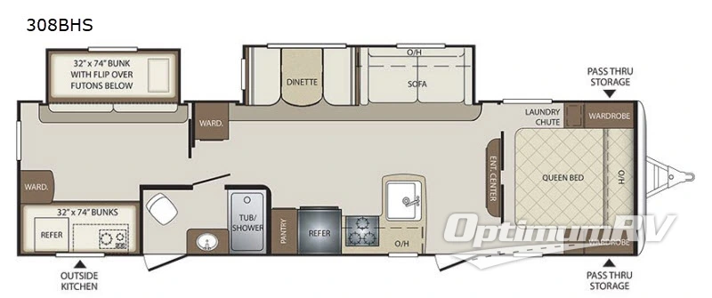 2018 Keystone Bullet 308BHS RV Floorplan Photo