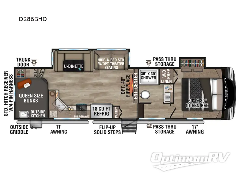 2024 KZ Durango Half-Ton D286BHD Floorplan Photo