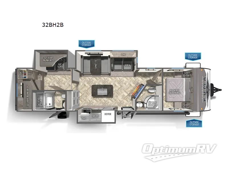 2023 Palomino Puma 32BH2B Floorplan Photo