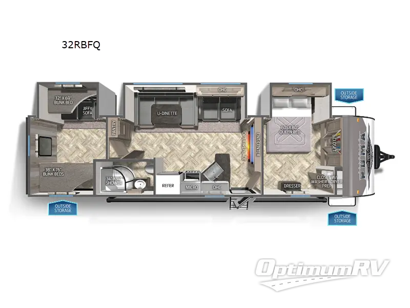 2023 Palomino Puma 32RBFQ Floorplan Photo