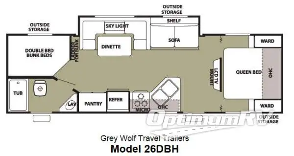2013 Forest River Cherokee Grey Wolf 26DBH Floorplan Photo
