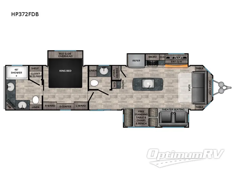2021 CrossRoads Hampton 372FDB Floorplan Photo