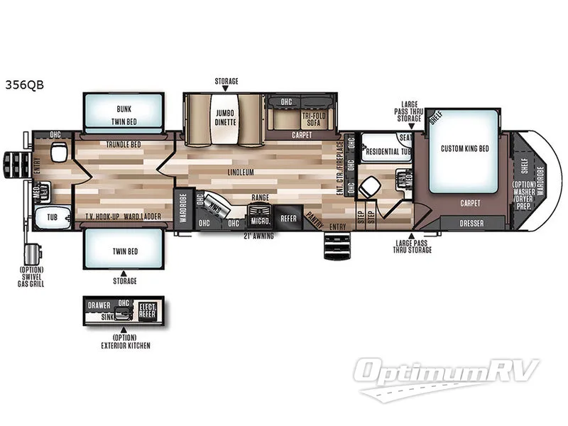 2018 Forest River Wildwood Heritage Glen 356QB Floorplan Photo