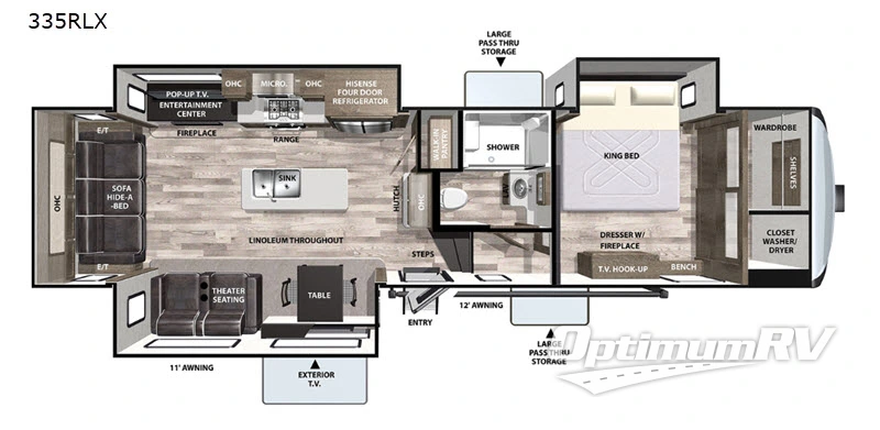 2020 Forest River Cardinal Luxury 335RLX Floorplan Photo