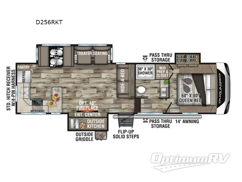 2022 KZ Durango Half-Ton D256RKT RV Floorplan Photo