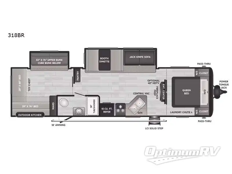 2022 Keystone Hideout 318BR Floorplan Photo