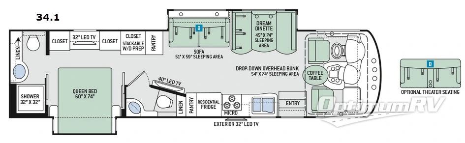 2017 Thor Miramar 34.1 RV Floorplan Photo