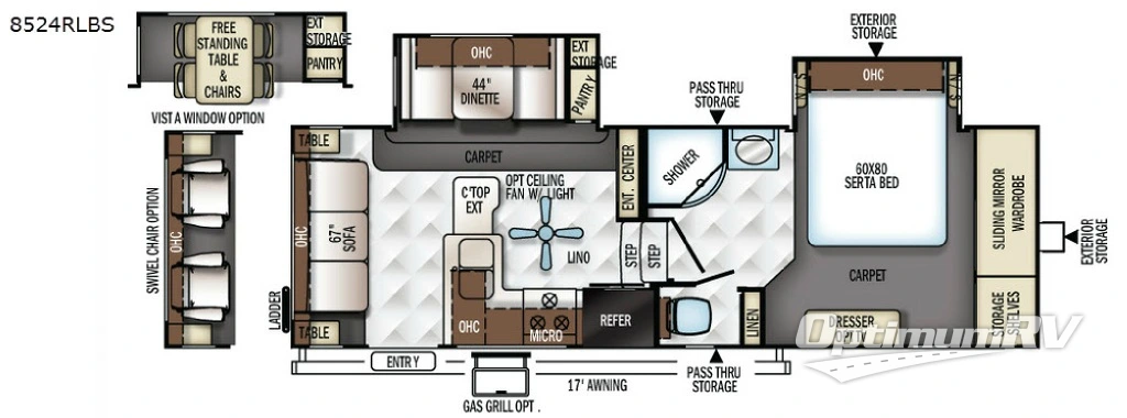 2018 Forest River Flagstaff Classic Super Lite 8524RLBS Floorplan Photo