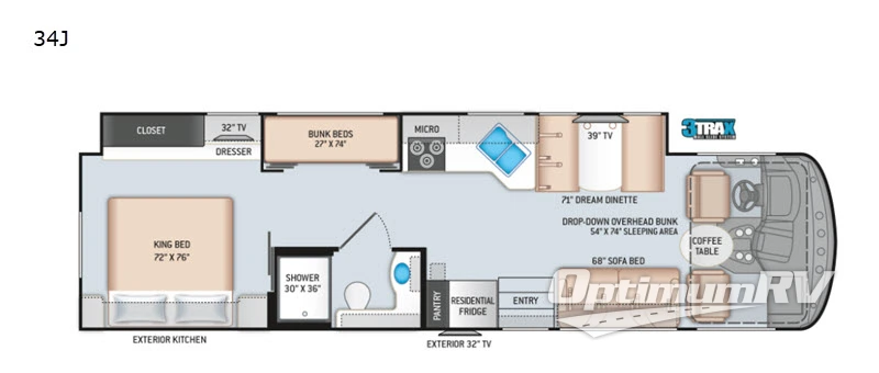 2021 Thor Hurricane 34J RV Floorplan Photo