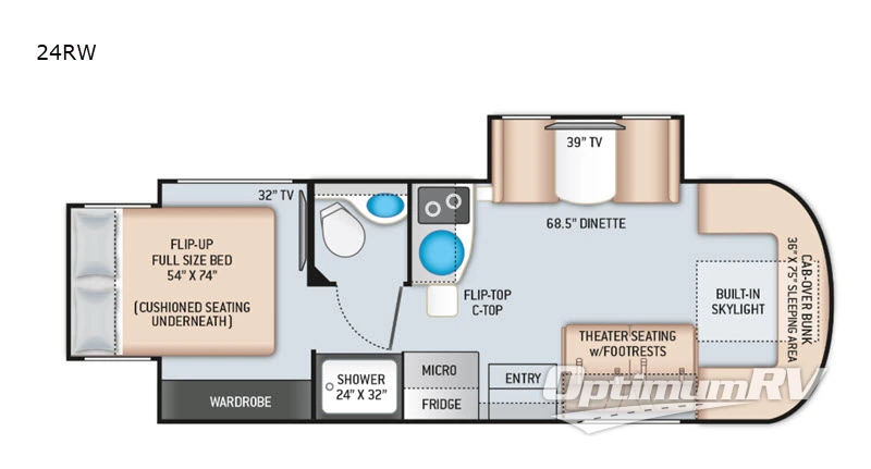 2021 Thor Tiburon Sprinter 24RW RV Floorplan Photo