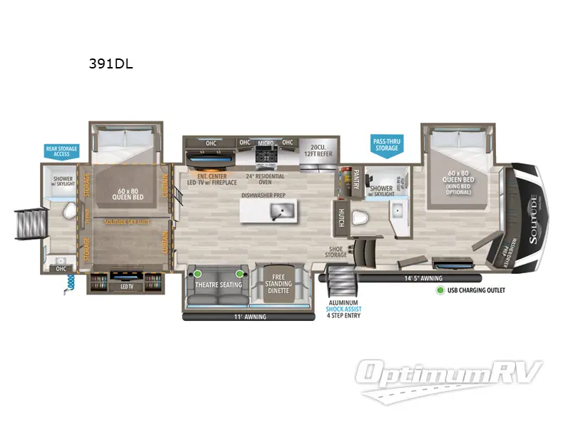 2023 Grand Design Solitude 391DL RV Floorplan Photo