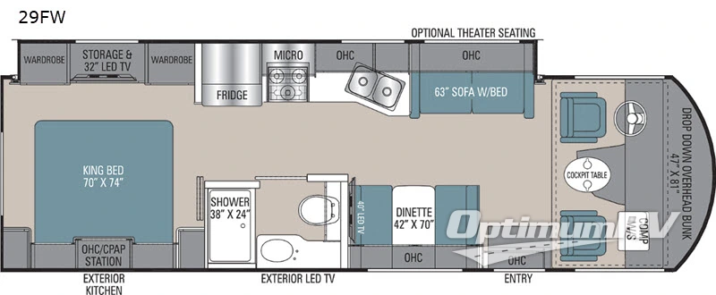 2020 Coachmen Mirada 29FW RV Floorplan Photo