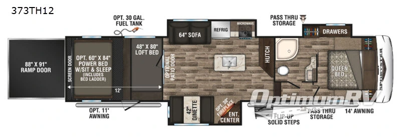 2019 KZ Sportster 373TH12 RV Floorplan Photo