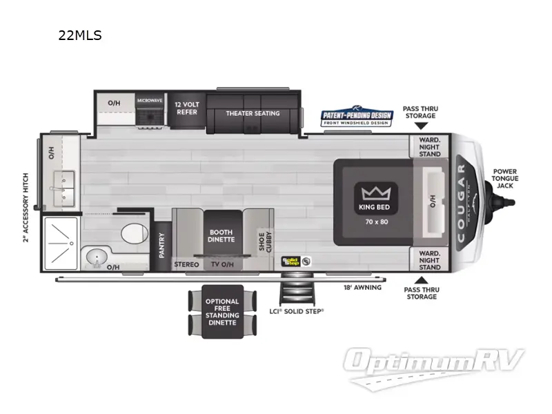 2025 Keystone Cougar Half-Ton 22MLS Floorplan Photo
