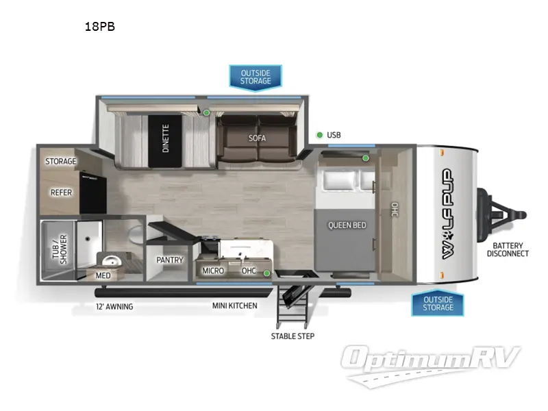 2026 Forest River Cherokee Wolf Pup 18PB RV Floorplan Photo