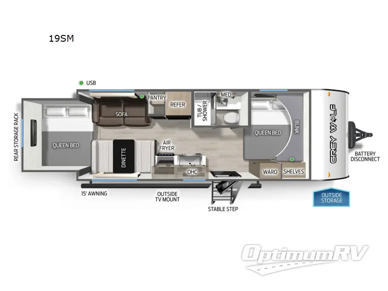 2027 Forest River Cherokee Grey Wolf 19SM RV Floorplan Photo