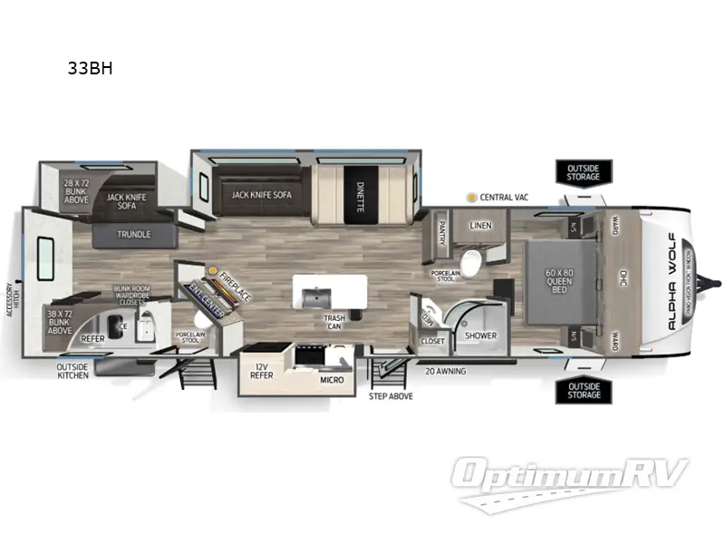 2026 Forest River Cherokee Alpha Wolf 33BH Floorplan Photo