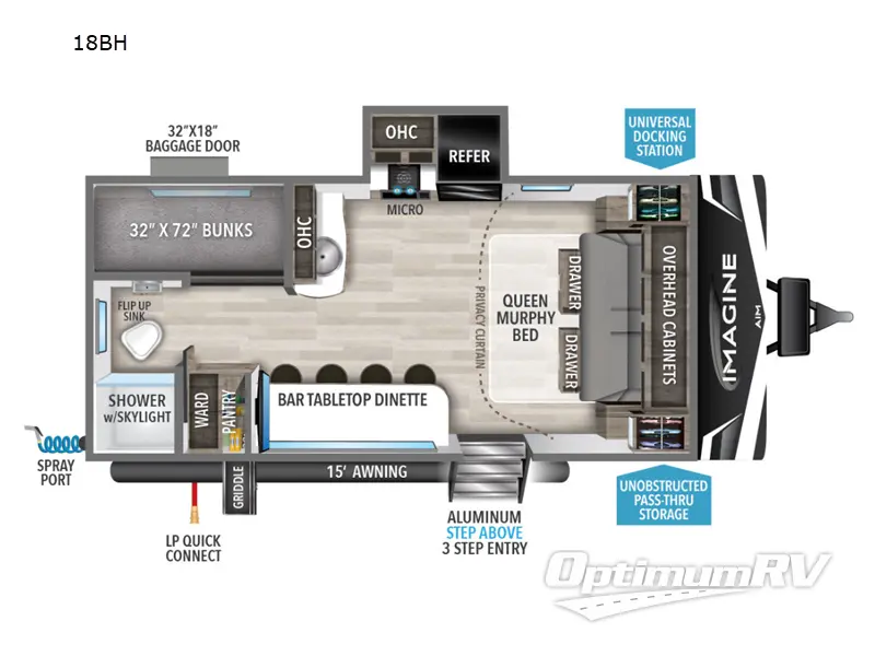 2023 Grand Design Imagine AIM 18BH RV Floorplan Photo