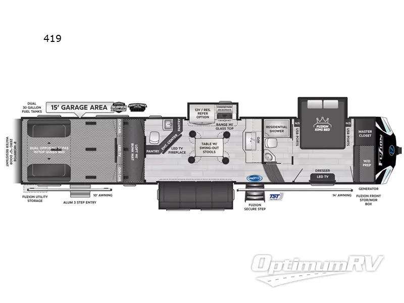 2025 Keystone Fuzion 419 RV Floorplan Photo