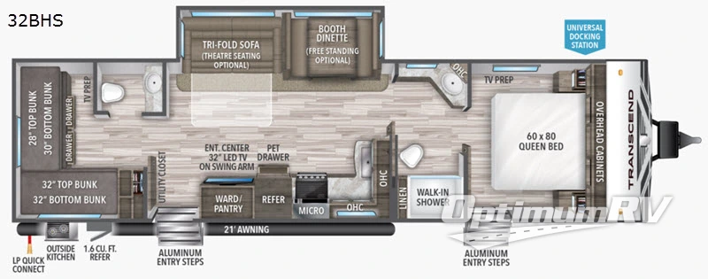 2021 Grand Design Transcend 32BHS Floorplan Photo