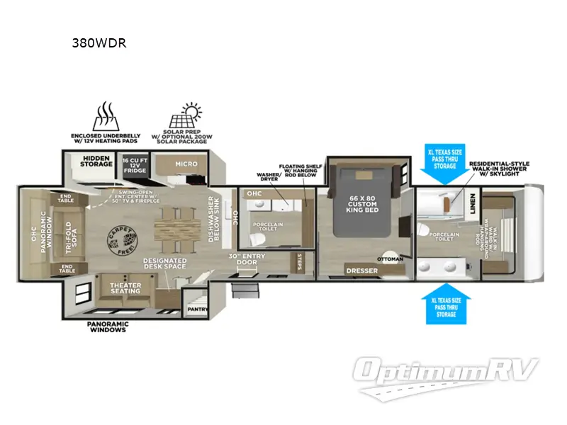 2026 Forest River Wildwood Heritage Glen 380WDR Floorplan Photo