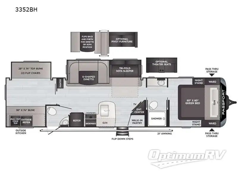 2021 Keystone Passport GT 3352BH Floorplan Photo