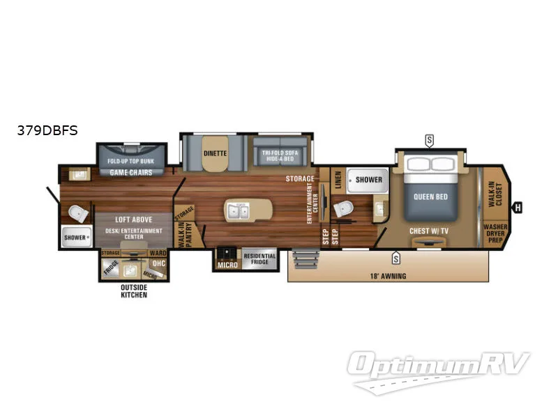 2018 Jayco North Point 379DBFS Floorplan Photo