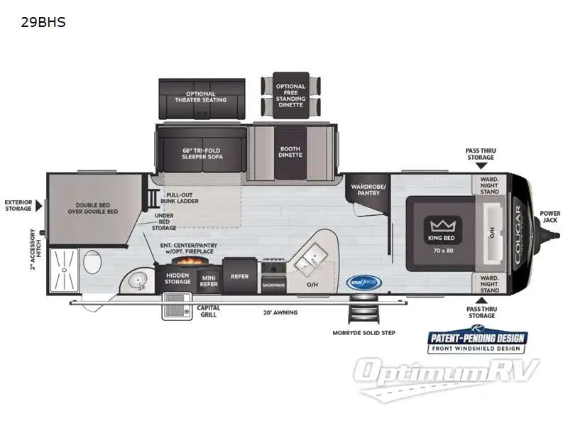 2021 Keystone Cougar Half-Ton 29BHS RV Floorplan Photo