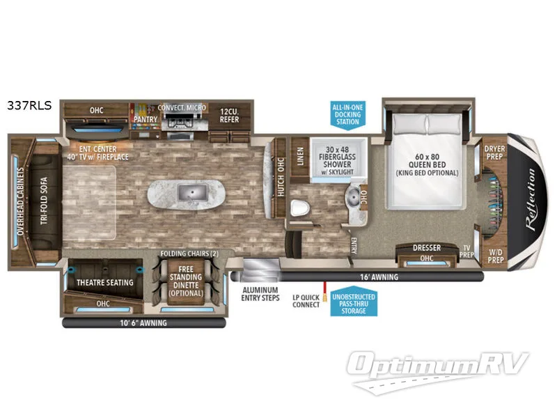 2019 Grand Design Reflection 337RLS Floorplan Photo
